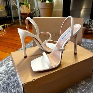 Steve Madden white stiletto strappy heels